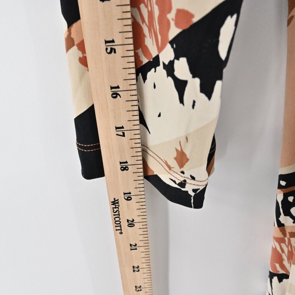 BCBGMAXAZRIA Dress‎ Sz L Brown Stripe Floral Collared Faux Wrap Long Sleeve Midi - Picture 12 of 12